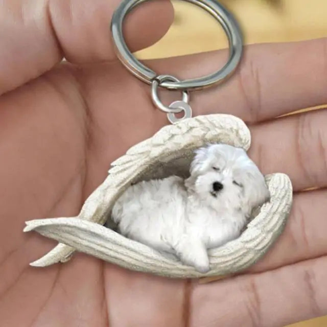 Dog Sleeping Angel Keychain (various colors)