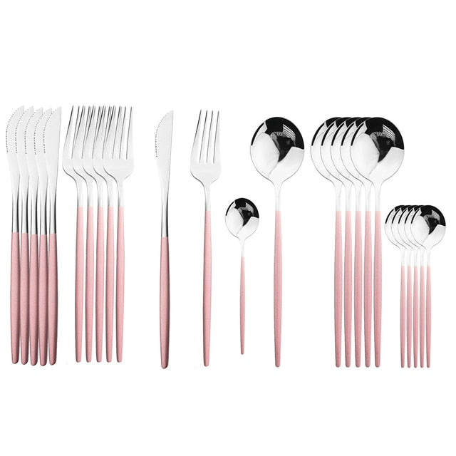 Beautiful 24Pcs Stainless Steel Cutlery Sets (various colors)