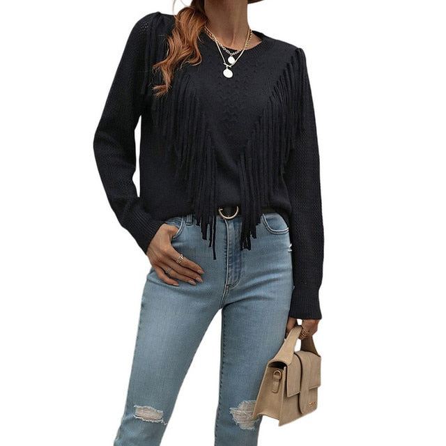 Women Tassels Autumn Sweaters (multi colors)