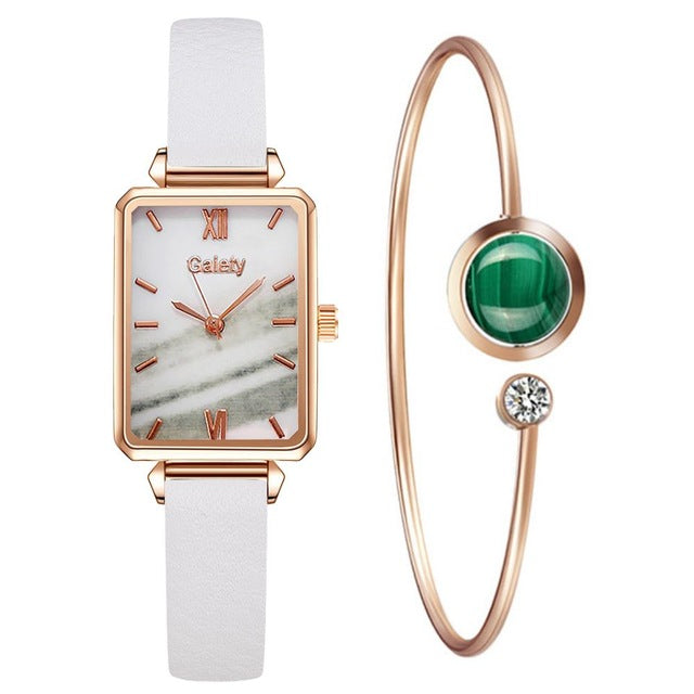 Square Quartz Watch & Optional Complimentary Bangle