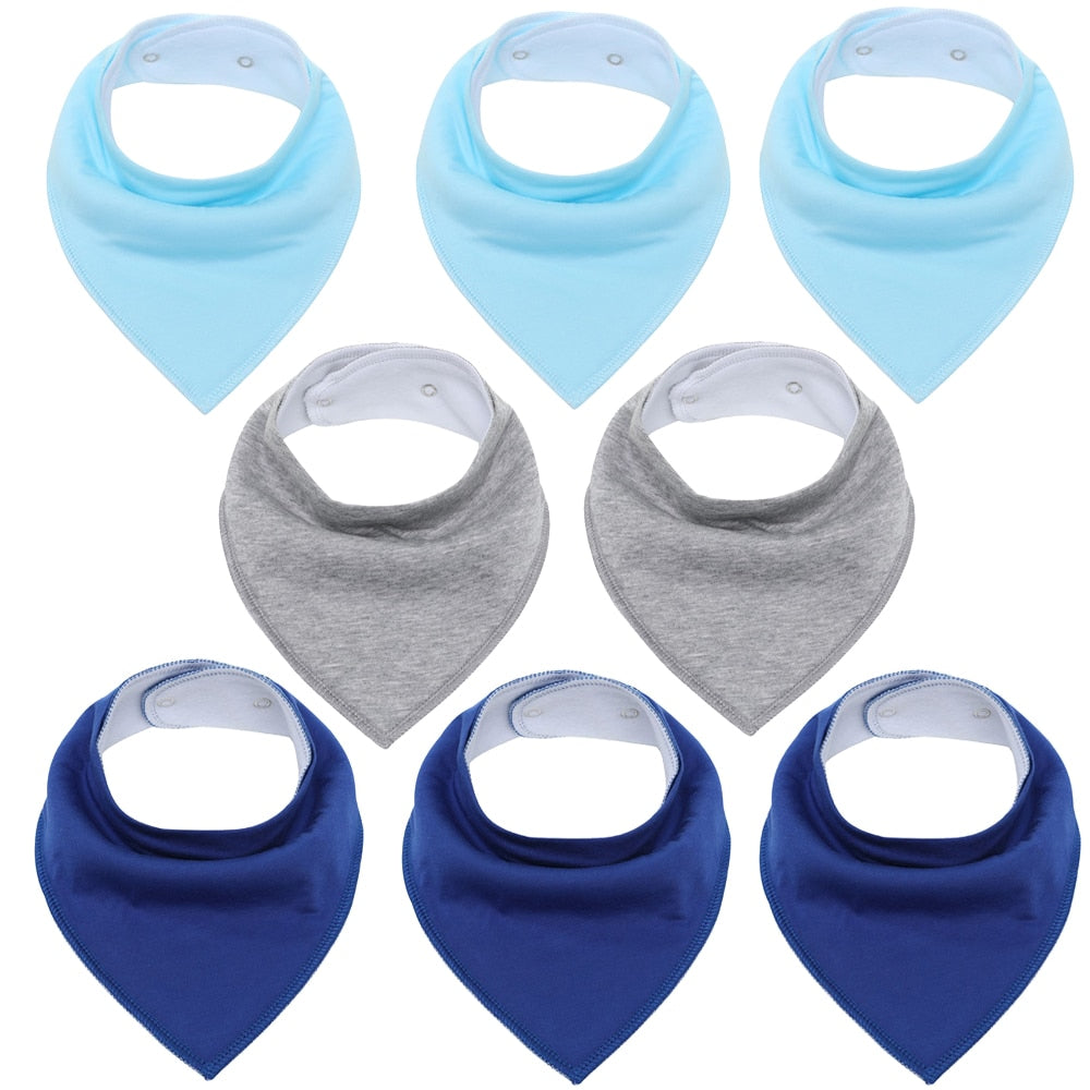 Sets of 8 Soft Baby Bibs (various colors & patterns)