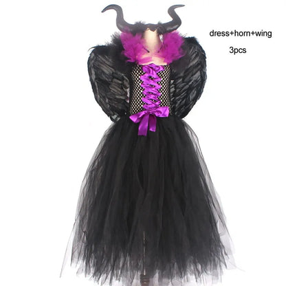 Black Gown Tutu Dress with Deluxe Horns and Wings