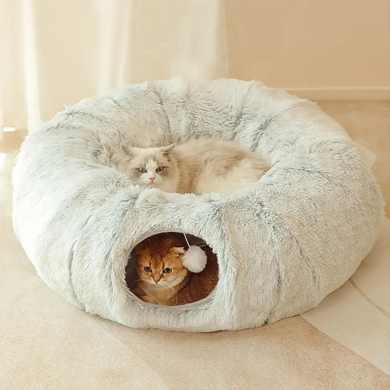 2 In 1 Round Tunnel Cat Bed