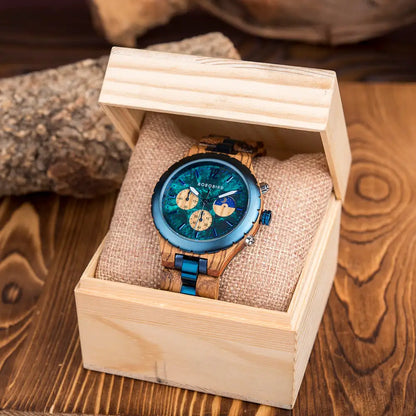 Luxury Wooden Chronograph Watch for Men (various colors l