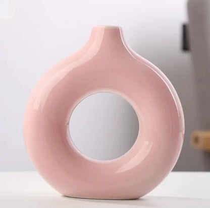 Ceramic Donut Flower Vase (various colors)