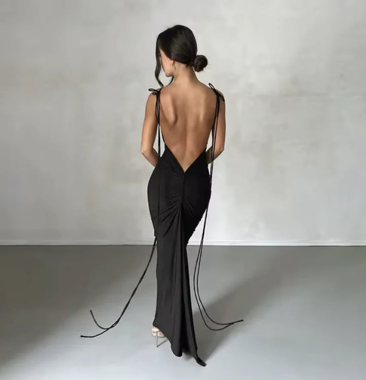 Elegant Backless Spaghetti Strap Dress (various colors)