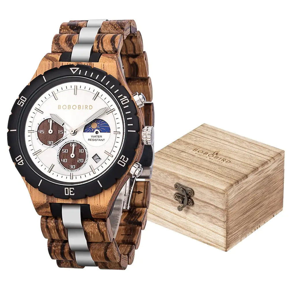 Luxury Wooden Chronograph Watch for Men (various colors l