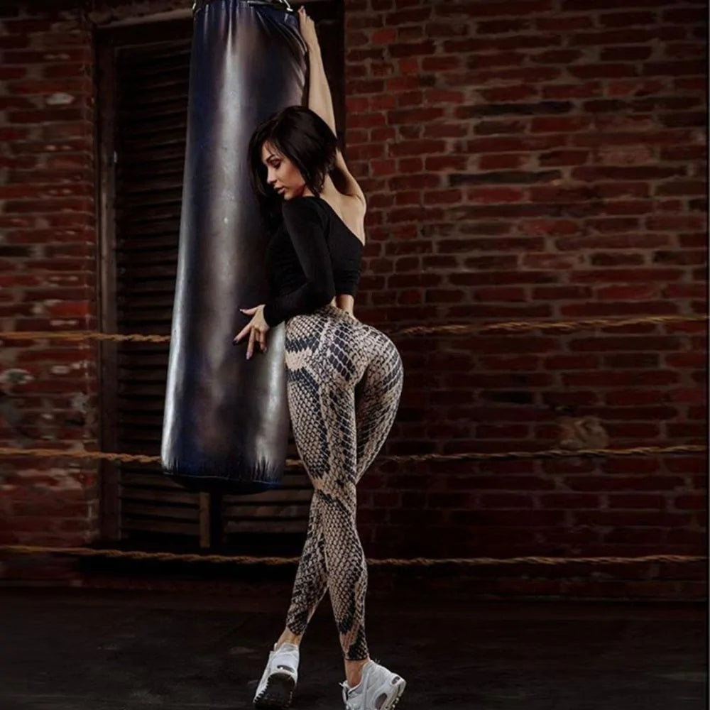 Snakeskin Leggings: Women's Push-Up Skinny Fit