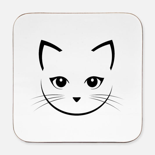 Coasters - Pretty Cat Face, Hardboard Back (Square) 4PK