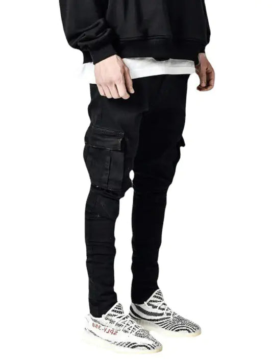 Men's Side Pockets Skinny Jeans (black or blue)