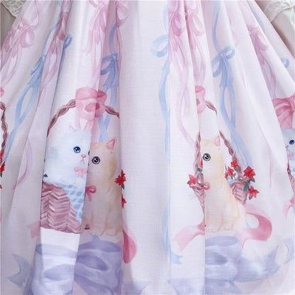 Girl's Tea Party Ruffles Dress with Cats