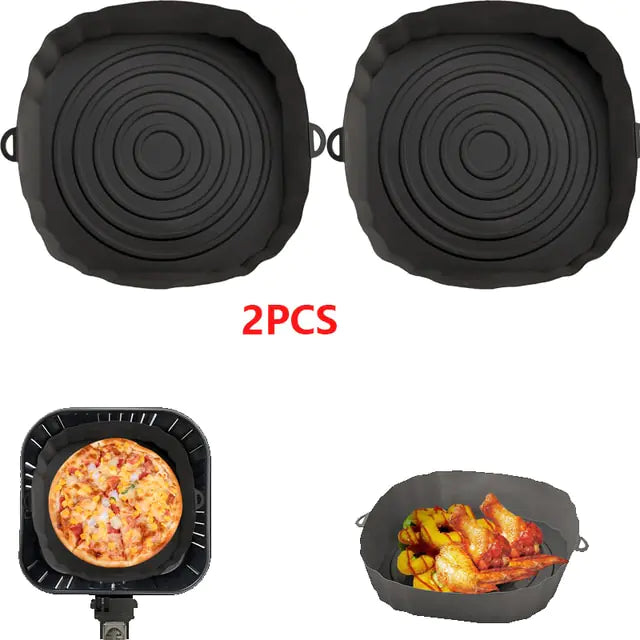 4pcs Silicone Recyclable Air Fryer Basket Liners - Oven Mold Baking Trays