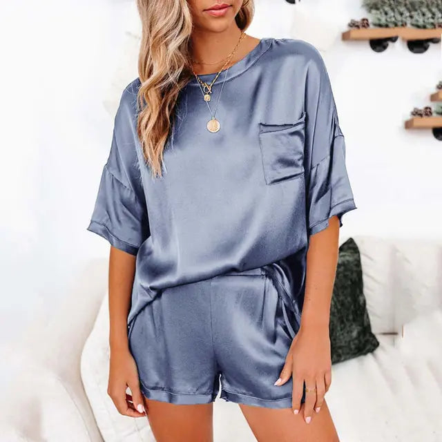 Summer Satin Pajamas Set Women (various colors)