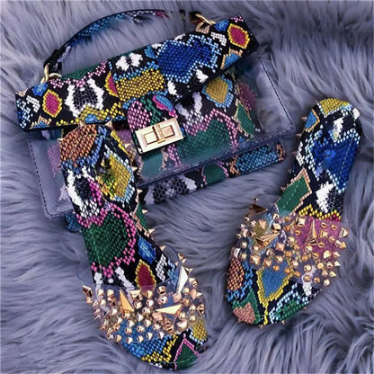 Jelly Snake Print Shoes & Handbag Set (various styles)