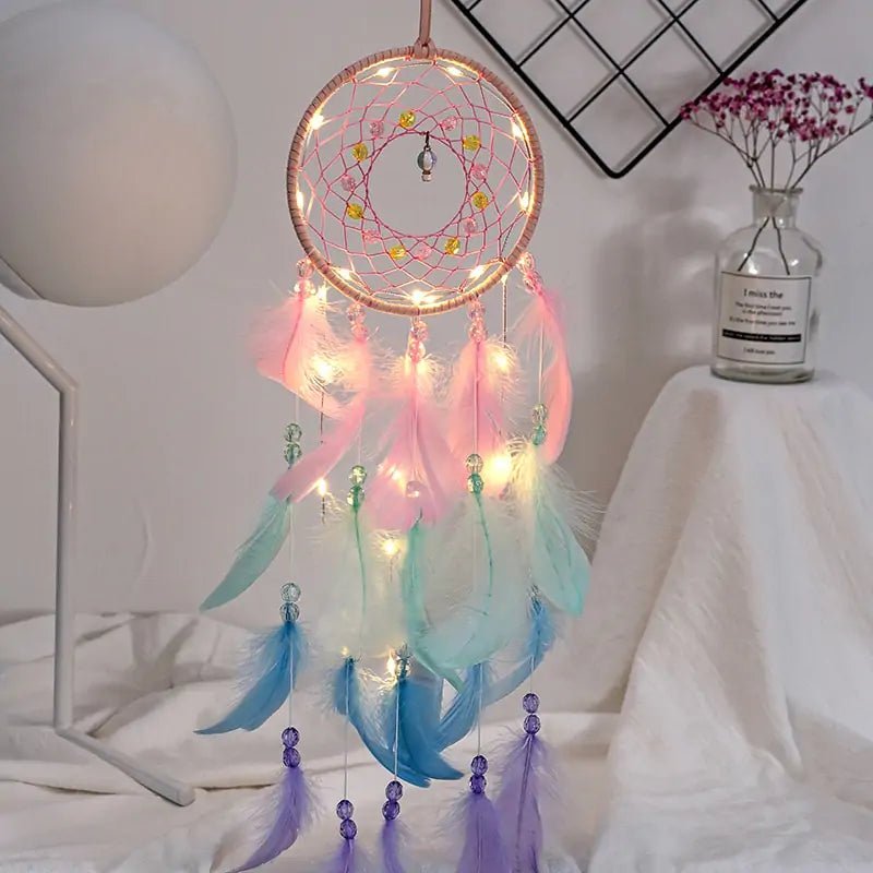 True Feather Dream Catcher With Lights