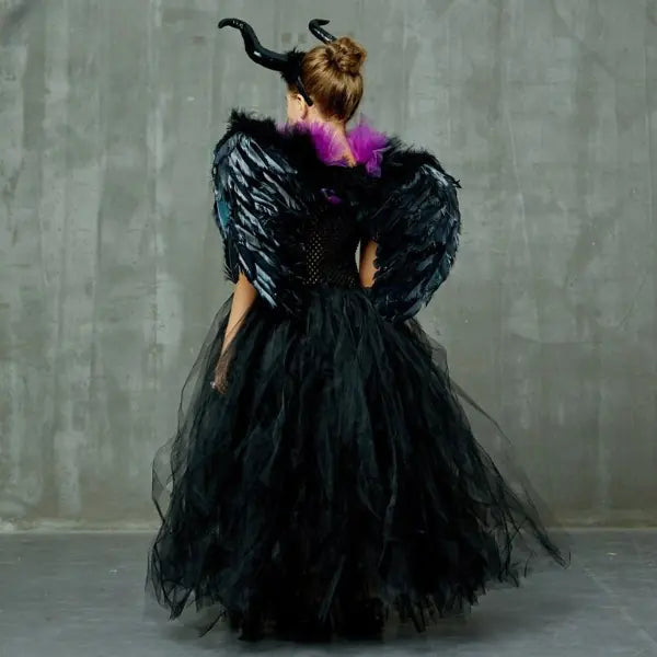 Black Gown Tutu Dress with Deluxe Horns and Wings