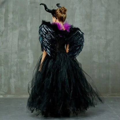 Black Gown Tutu Dress with Deluxe Horns and Wings