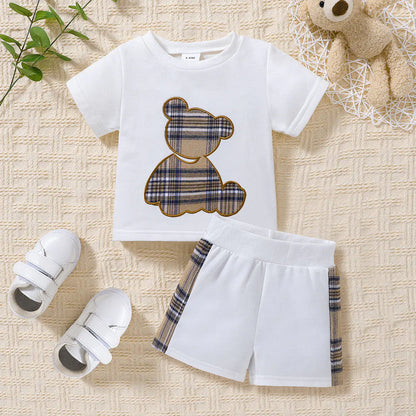 Baby Bear Graphic Round Neck Tee Sets (black or white)