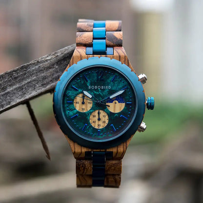 Luxury Wooden Chronograph Watch for Men (various colors l