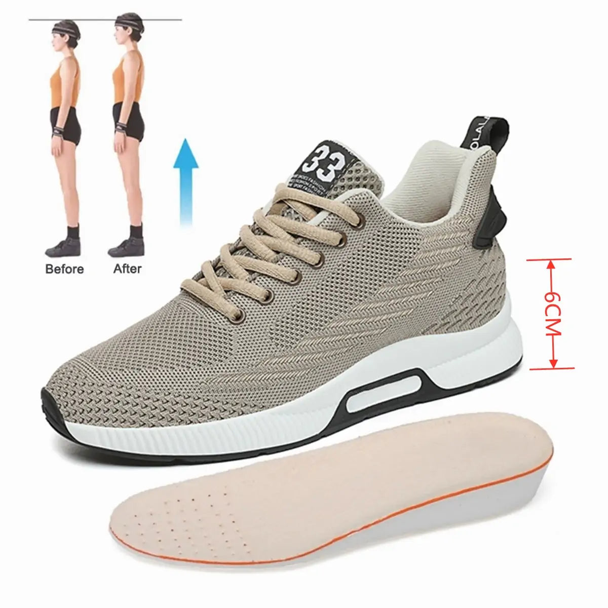 (unisex) Height Increase Shoes (various colors)