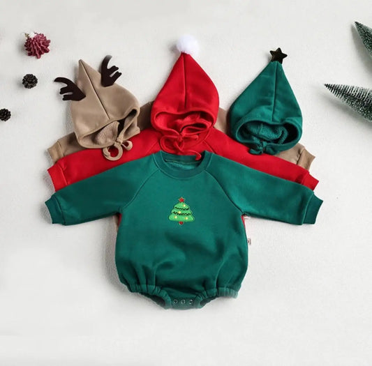 One Piece Embroidery Santa & Reindeer Baby Clothing