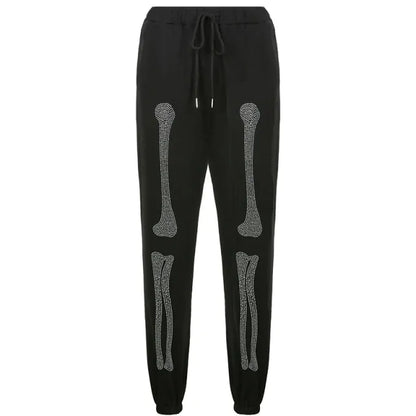 Bone Rhinestone Women Sweatpants and Jacket