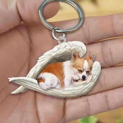 Dog Sleeping Angel Keychain (various colors)