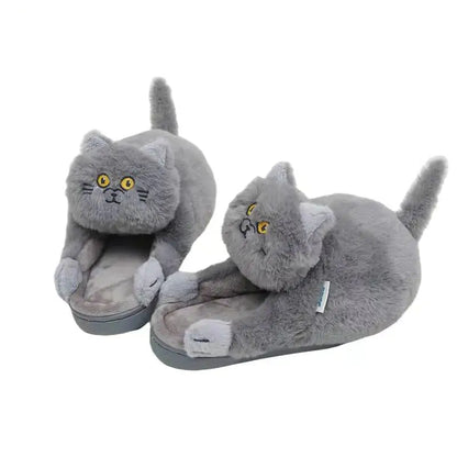 Cuddly Hug Cat Slippers (grey or beige)