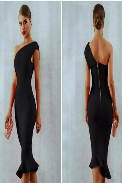 Midnight in London Off Shoulder Bodycon Dress (various colors)