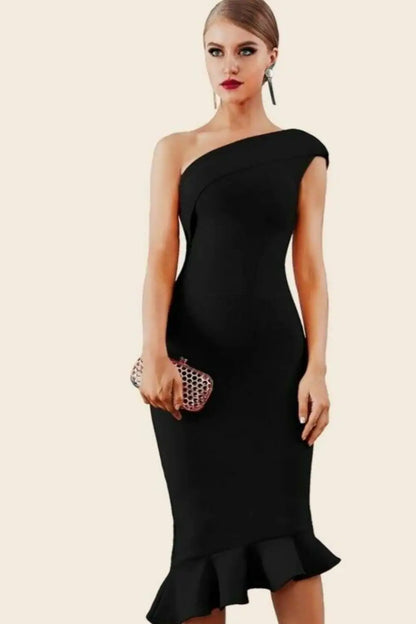 Midnight in London Off Shoulder Bodycon Dress (various colors)