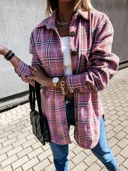 Oversized Women's Plaid Shirt Jacket (various styles)