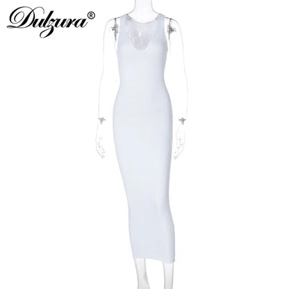 Bodycon Striped Knitted Sleeveless Midi Dress (various colors)