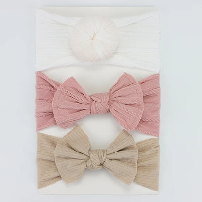 3Pcs/Lot Knit Baby Headband Bow Set (various colors)