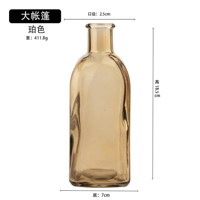 Colorful Glass Vase Transparent Simple Glass Bottle