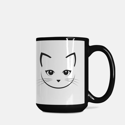 Mug - Pretty Cat Face, 15oz. Black