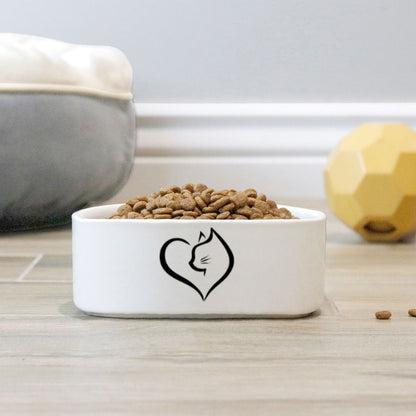 Pet Bowl  - white heart cat logo