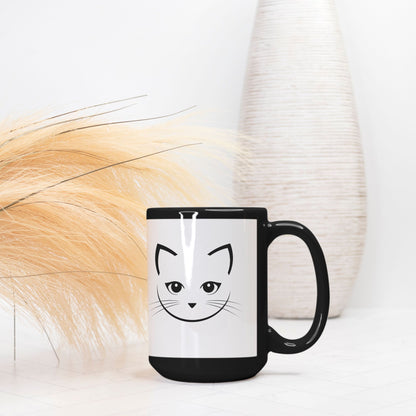 Mug - Pretty Cat Face, 15oz. Black