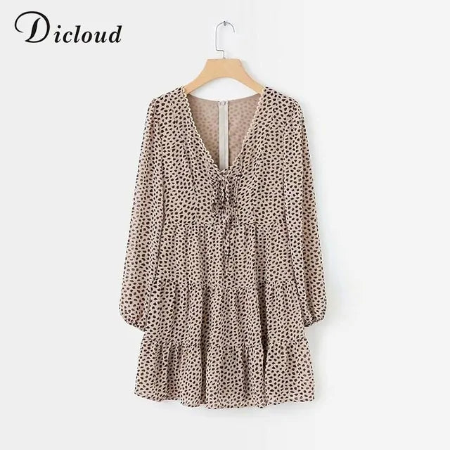 DICLOUD Sexy V Neck A Line Chiffon Short Party Dress