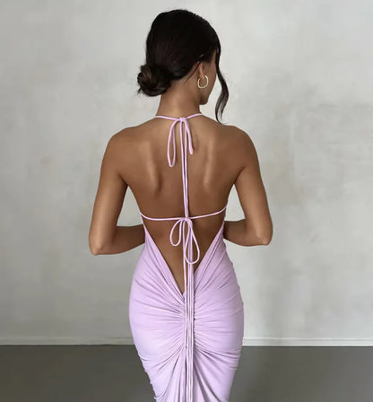 Elegant Backless Spaghetti Strap Dress (various colors)