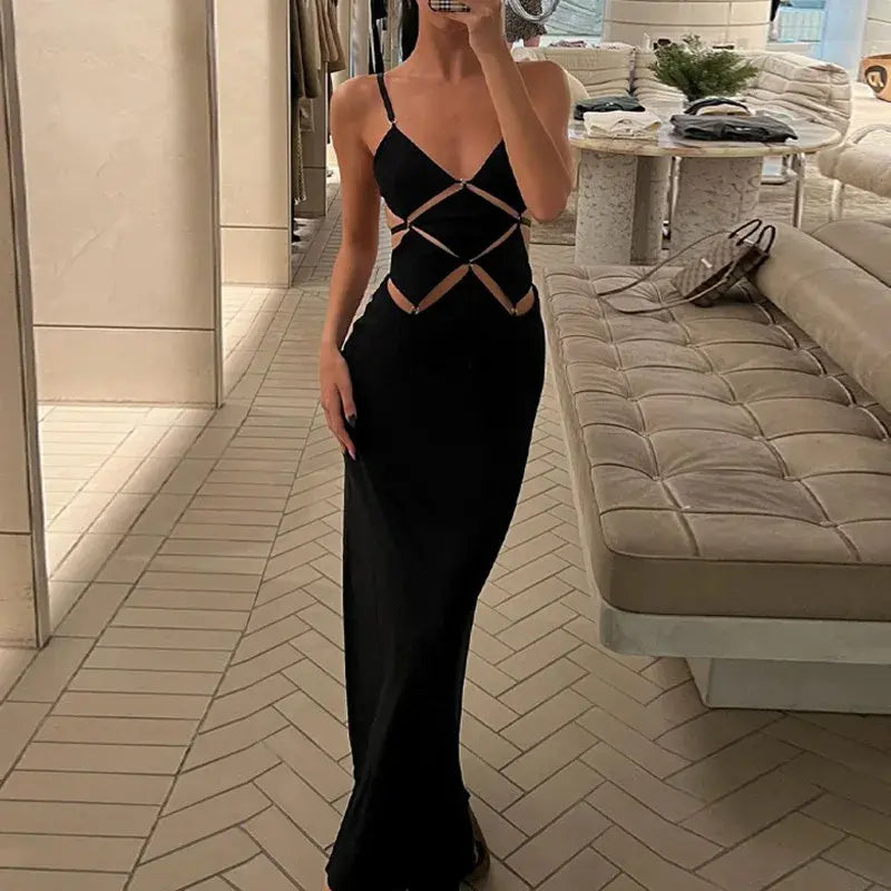 Sexy Sleeveless Backless Bodycon Maxi Evening Party Dress