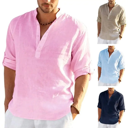 Men's Linen Long Sleeve Shirts (various colors)