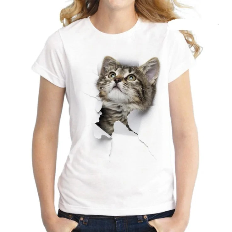 Cat Casual Harajuku Women's Summer T-shirt