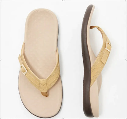 Women's Stylish Flat PU Metal Flip Flops (various colors)
