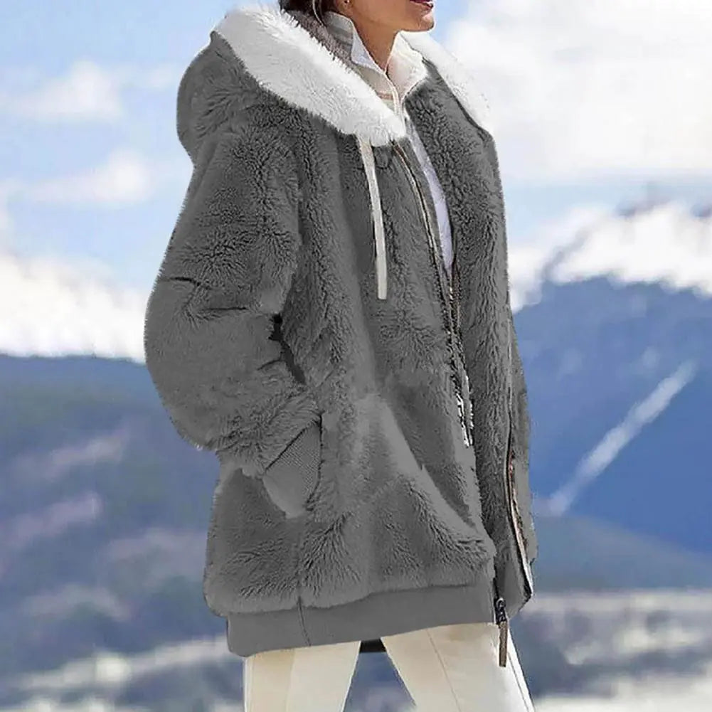 Plush Zipper Coat for Women & Plus Sizes (various colors)