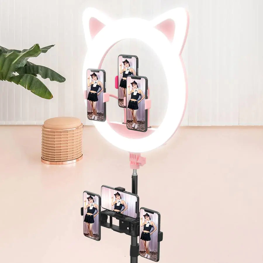 Ring Light With Cat Ear-Shaped Design (black or pink)