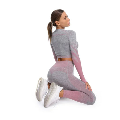 Seamless Ombre Yoga Set: High-Waisted Fitness Suite (7 colors)