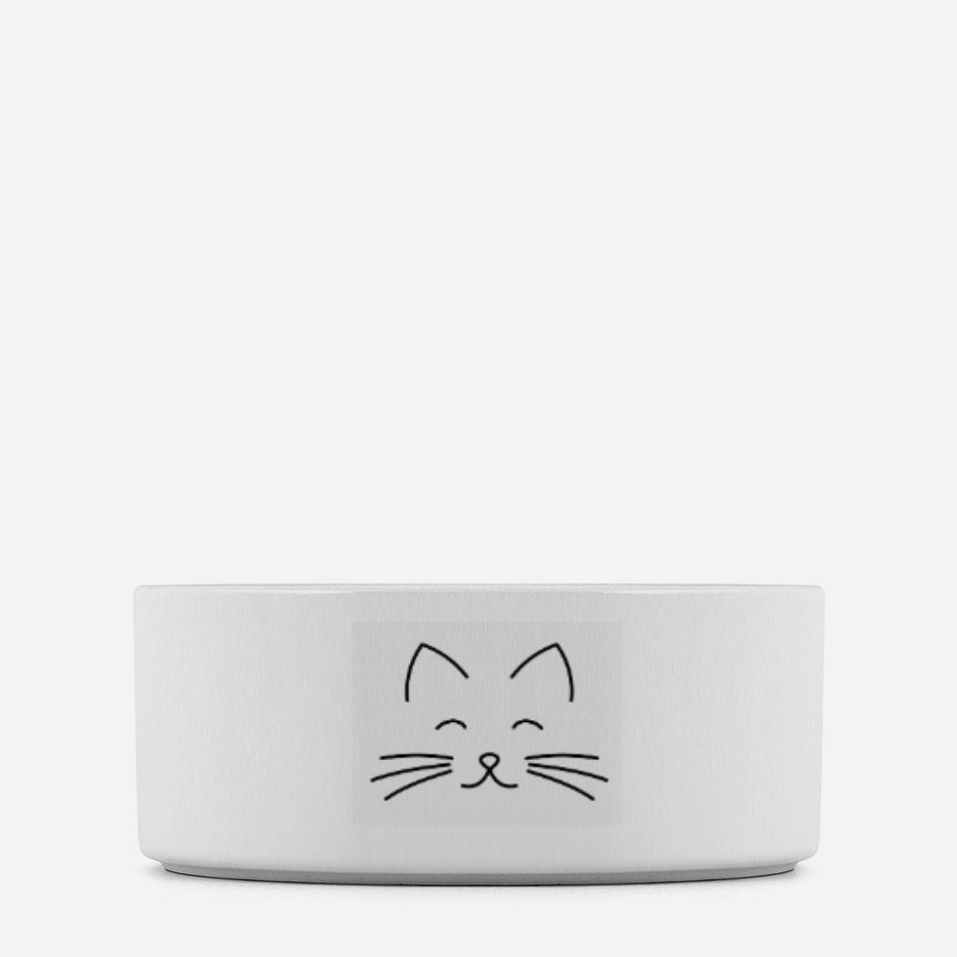 Pet Bowl  - simple line art cat face