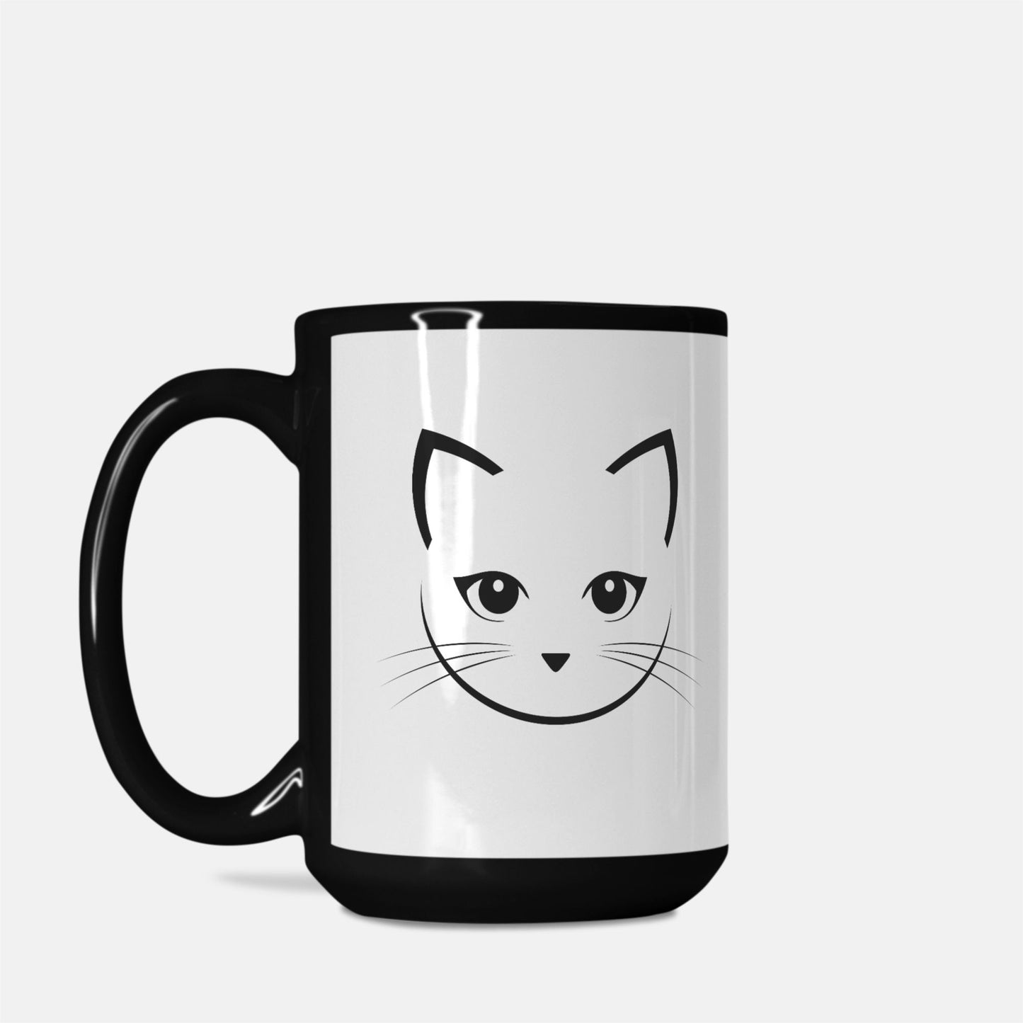 Mug - Pretty Cat Face, 15oz. Black