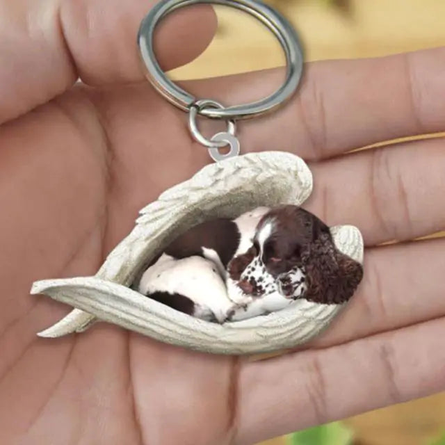 Dog Sleeping Angel Keychain (various colors)