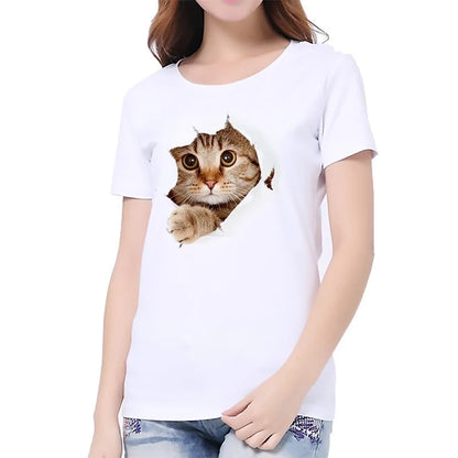 Cat Casual Harajuku Women's Summer T-shirt